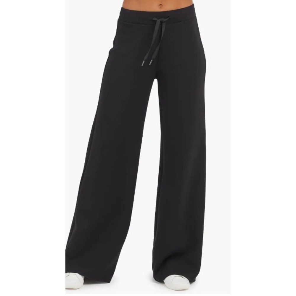 Spanx AirEssentials Wide Leg Pants Womens XS Black Pull On‎ Athleisure Travel